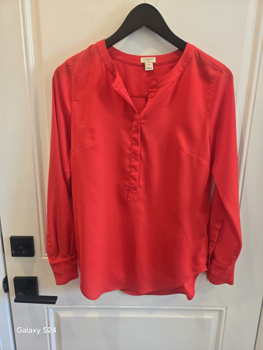 J. Crew Red Henley Blouse